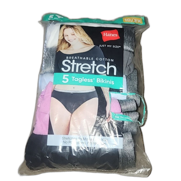 Hanes Just My Size Women's Bikini Underwear, 5-Pack Size 10/2X - Picture 6 of 9
